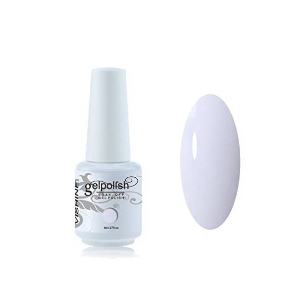 Vishine Vernis à ongles 8ml Semi-permanent Gel Polish UV LED Soak Off Manucure Blanc Pur 1323