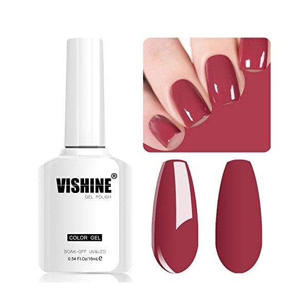 Vishine Vernis Gel Bordeaux 16ml Soak Off UV LED Nail Art Vernis à Ongles Gel Semi-Permanent Gel Polish Usage Professionnel d