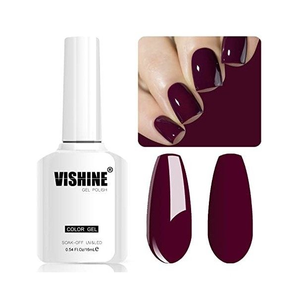 Vishine Vernis Gel Bordeaux 16ml Soak Off UV LED Nail Art Vernis à Ongles Gel Semi-Permanent Gel Polish Usage Professionnel d