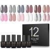 ROSALIND Couleurs Nail Gel Vernis Semi Permanent 12pcs 7ml Série Hiver Pastel Blanc Violet Jaune Rose Clair Soak Off UV Gel V