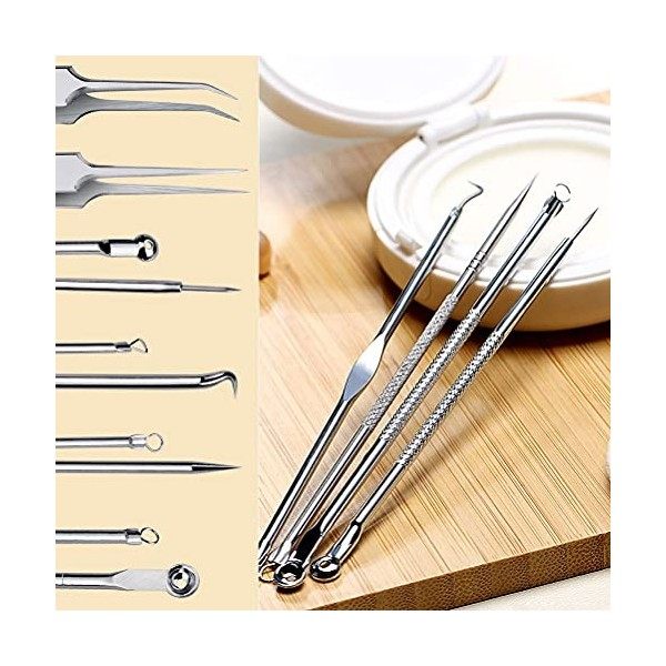 Extracteur Point Noir,6 Pcs Tire-Comédon Inox Professionnel Outil Dacné Pince(avec Boite)Blackhead Remover Outilour Tire Com ...