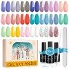 Kit de Vernis à Ongles Gel UV Semi-Permanent Bledras - Ensemble de 20 Couleurs Tendance, Base et Top Coat Mat et Brillant, Ma