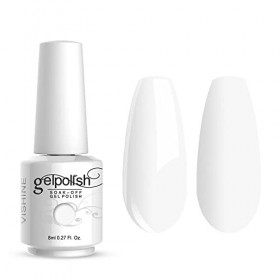 Vishine 8ml Vernis à Ongles Gel Semi Permanent UV LED aux 298 Couleurs Divers pour Nail Art Manucures Blanc 020