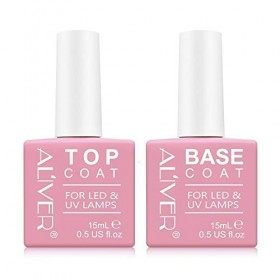 2x15ml Top Base Coat Semi Permanent UV LED Soak Off Vernis à Ongles Base et Top Coat Vernis Gel Nail Polish Set Manucure Kit