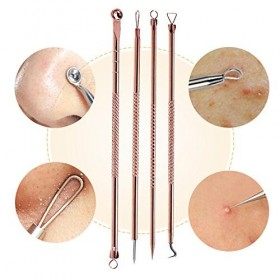 Juanya Kit Extracteur Point Noir Professional Tire Comédon Suppression dAcné Outil Manuel pour Nez Visage avec Boîte 4 Pièce ...