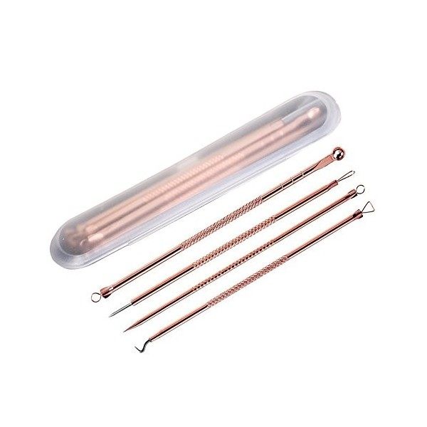 Juanya Kit Extracteur Point Noir Professional Tire Comédon Suppression dAcné Outil Manuel pour Nez Visage avec Boîte 4 Pièce ...