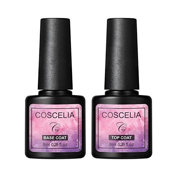 COSCELIA Lot de Base Top Coat 8ml pour Vernis à Ongles Base Coat de Vernis Semi Permanent Top Coat de Vernis semi permanent B