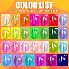 LEVIPE 32Pcs Vernis Semi-Permanent 27 Couleurs dEté Populaires Lot Vernis Semi-permanent Gel UV LED Avec Base Coat, Glossy, 