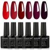 GZMAYUEN Vernis UV Semi Permanent Ongles Rouge Vernis Gel 10ML Vernis à Ongles Rouge Vif Gel Couleur Ongle UV Rouge Foncé 6Pc