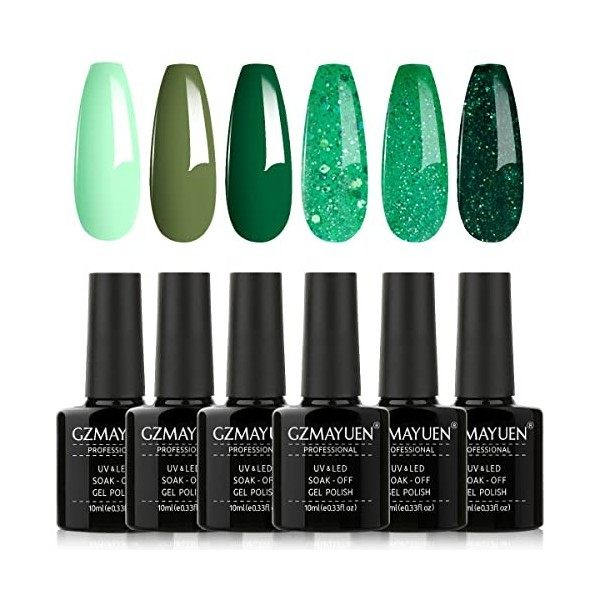 GZMAYUEN Vernis UV Semi Permanent Ongles Rouge Vernis Gel 10ML Vernis à Ongles Rouge Vif Gel Couleur Ongle UV Rouge Foncé 6Pc