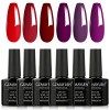 GZMAYUEN Vernis UV Semi Permanent Ongles Rouge Vernis Gel 10ML Vernis à Ongles Rouge Vif Gel Couleur Ongle UV Rouge Foncé 6Pc