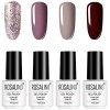 ROSALIND 7ml Rouge Vernis Semi Permanent 4 Couleur Vernis à Ongles Gel Nail Polish Saok Off Pour Les Ongles en Gel UV Red Nai