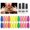 AIMEILI Vernis Semi Permanent Néon 12 Couleurs, Lot Vernis à Ongles Gel UV LED Soak Off Manucure Salon Longue Durée Varnish K