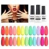 AIMEILI Vernis Semi Permanent Néon 12 Couleurs, Lot Vernis à Ongles Gel UV LED Soak Off Manucure Salon Longue Durée Varnish K