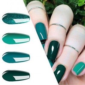 Vishine Nouvelle Collection Lot de Vert Teal Pailleté 15ml Vernis à ongles Gel Semi permanent Nail Gel Manucure Vernis Gel Lo