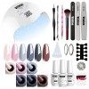 Vishine 40W UV LED Lampe Vernis Semi Permanent Kit - Lot 6 Vernis à ongles gel Soak Off & Base Top Coat & Brosse Strass Décor