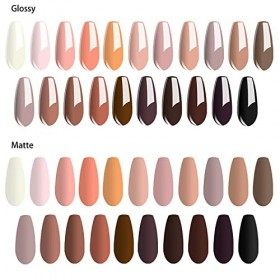 Vishine Lot de 24 Vernis Semi Permanent, 21 Couleurs Série Nude Nu Pourpre avec Top Coat Base Coat & Matte Top Coat, Vernis à