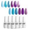 Vishine Vernis Gel Semi Permanent, UV LED Vernis à Ongles Gel Soak OffCouleurs Pourpre Bleu Paillettes Cadeau Coffret 6pcs x 