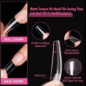 Vishine Capsule Americaine Ongle-Kits de Pose Américaine, 500 PCS Capsules Ongle Cercueil Long,Avec Portable Lampe Ongles UV 