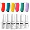 Vishine Lot de Vernis à Ongles Semi permanent UV LED Soak off 6 Flacons Couleur de BonBon, Nail Art en Cadeau 8ML