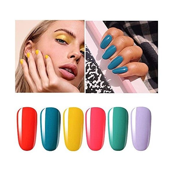 Vishine Lot de Vernis à Ongles Semi permanent UV LED Soak off 6 Flacons Couleur de BonBon, Nail Art en Cadeau 8ML