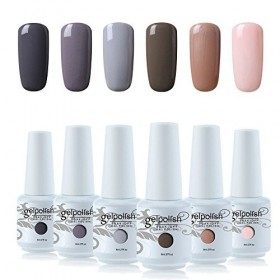 Vishine Lot de 6 Couleurs 8ml Vernis à Ongles Semi Permanent UV LED Gel UV Soak Off aux Couleurs Variées pour Nail Art 018