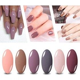 Vishine Lot de 6 Couleurs 8ml Vernis à Ongles Semi Permanent UV LED Gel UV Soak Off aux Couleurs Variées pour Nail Art 018