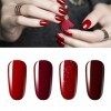 Vishine Lot de 4 Vernis à Ongles Gel Semi Permanent Rouge paillette Bordeaux Soak Off UV LED Gel Nail Polish Nail Art Classiq