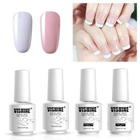 Vishine Vernis Gel Semi-permanent French Mancure White Rose pour Nail Art 15ml*4