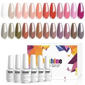 Vishine Vernis à Ongles Semi permanent Vernis Gels UV LED Soak Off Lot de 24 flacons Kit Manicure pour Ongle 8ml idéal Noël C