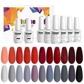 Vishine Vernis Gel Semi-Permanent, Vernis à Ongles Gel, 22 Couleurs + Base Coat & Top Coat, UV LED Vernis à Ongles Gel Soak O