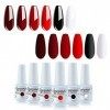 Vishine Lot de 6 Couleurs 8ml Vernis à Ongles Semi Permanent UV LED Gel UV Soak Off aux Couleurs Variées pour Nail Art 019