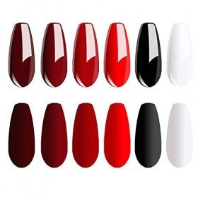 Vishine Lot de 6 Couleurs 8ml Vernis à Ongles Semi Permanent UV LED Gel UV Soak Off aux Couleurs Variées pour Nail Art 019