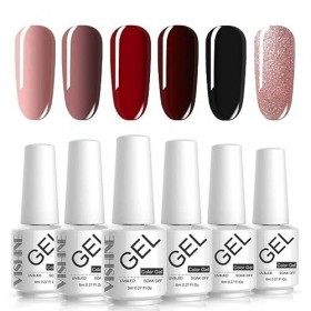 Vishine Vernis Gel Semi Permanent UV LED Vernis à Ongles Gel Soak Off Lot 6 Couleurs 8ml Kit Débutant