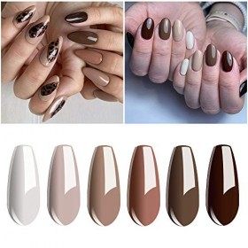 Vishine Vernis Semi Permanent Lot de 6 Couleur Nude Vernis à ongles Gel UV Série Nude Pure Soak Off Nail Art Coffret 8ml