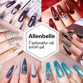 Allenbelle Vernis Semi Permanent Vernis à ongle Gel UV LED Nail Art Soak Off Manucure 7.3ml/pc Lot de 6 022