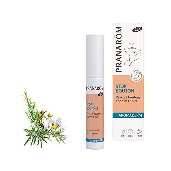 Pranarôm Sérum Boutons Bio Peaux à Boutons et Points Noirs Adapté pour la peau grasse Aromaderm 5 ml Crème Jour et Nuit