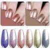 Vishine Lot de 6 Vernis à Ongles Brillant à Miroir Métallique Gel Nail Polish Longue Durée Magnifique Effet Perle Nail Art Co