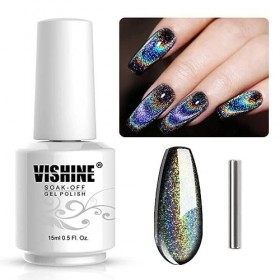 Vishine 15ml 9D Shiny Cat Eye Soak Off Gel Vernis à Ongles Laser Arc-en-Ciel Vernis à Ongles Gel Semi-Permanent UV LED Gel po
