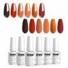 Vishine Vernis Semi Permanent Orange Collection Lot de Couleur Gel Pour Ongles en Gel UV Soak Off Gife Kit Manicure 8ml