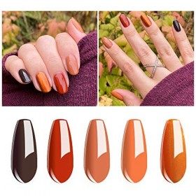 Vishine Vernis Semi Permanent Orange Collection Lot de Couleur Gel Pour Ongles en Gel UV Soak Off Gife Kit Manicure 8ml