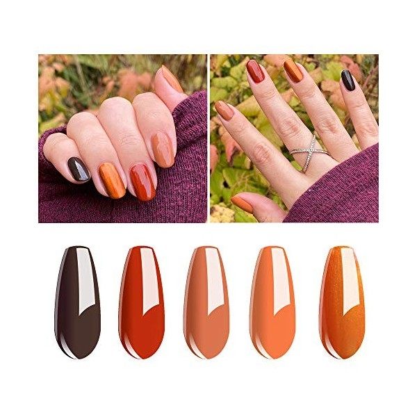 Vishine Vernis Semi Permanent Orange Collection Lot de Couleur Gel Pour Ongles en Gel UV Soak Off Gife Kit Manicure 8ml