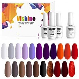 Vishine Lot de 24pcs Vernis à Ongles Gel Semi Permanent UV LED Manucure Nail Art aux Couleurs Variées 015