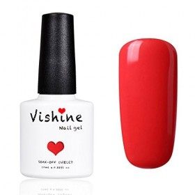 Vishine Vernis à ongles Gel Semi-permanent Gel Polish UV LED Soak Off Manucure 10ml Orange-rouge 1331