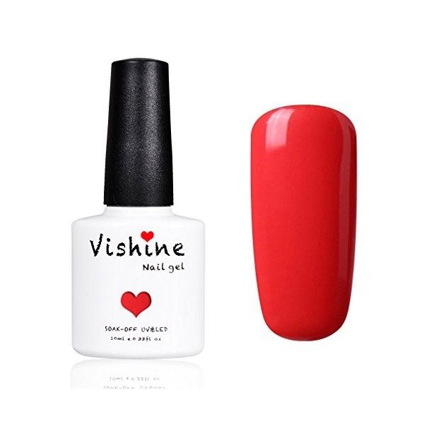 Vishine Vernis à ongles Gel Semi-permanent Gel Polish UV LED Soak Off Manucure 10ml Orange-rouge 1331