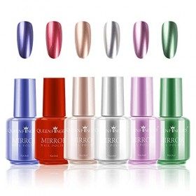 Gireatick 6 Couleurs Vernis à Ongles Métallique, Effet Semi-miroir Magique Vernis à Ongles Longue Durée 6 Pièces