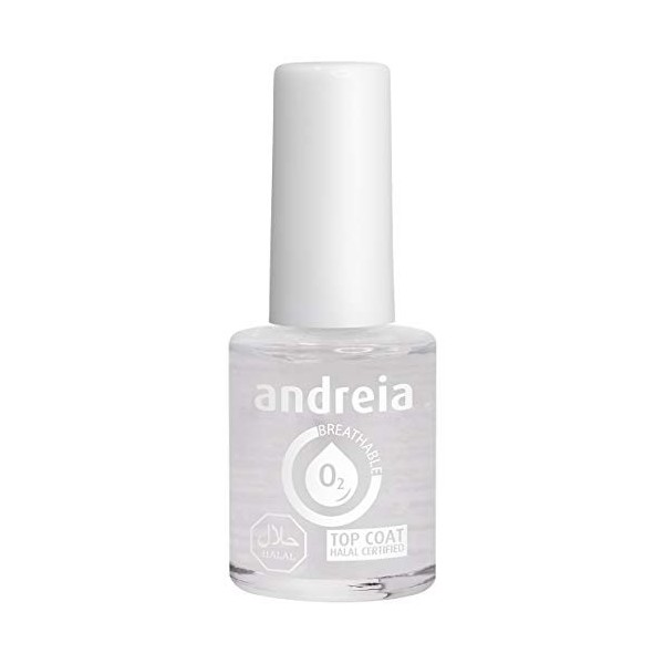 Andreia Vernis Halal Top Coat - Vernis à Ongles Végétalien Brillant, Perméable & Respirant Conforme aux Exigences Halal - Hau