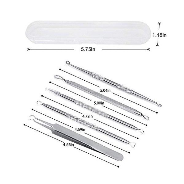 XYGK 5 pièces de Outil Ensemble de suppression de Points noirs, Extracteur dacné, Outil avec Boîte d’extracteur de point Crèm...