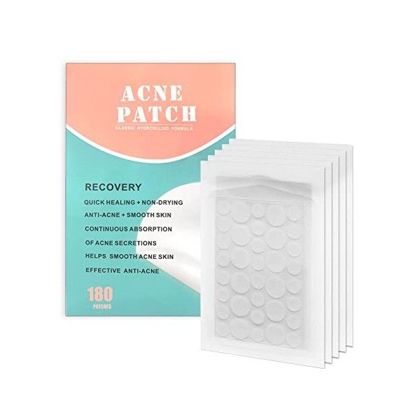 Rnitle Acné Patch,180 Patchs Pimple Patch,12mm & 8mm Patch Bouton Acne,Anti-Acné Patch, Patch Bouton, Autocollants pour Bouto