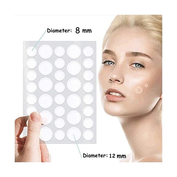 Rnitle Acné Patch,180 Patchs Pimple Patch,12mm & 8mm Patch Bouton Acne,Anti-Acné Patch, Patch Bouton, Autocollants pour Bouto